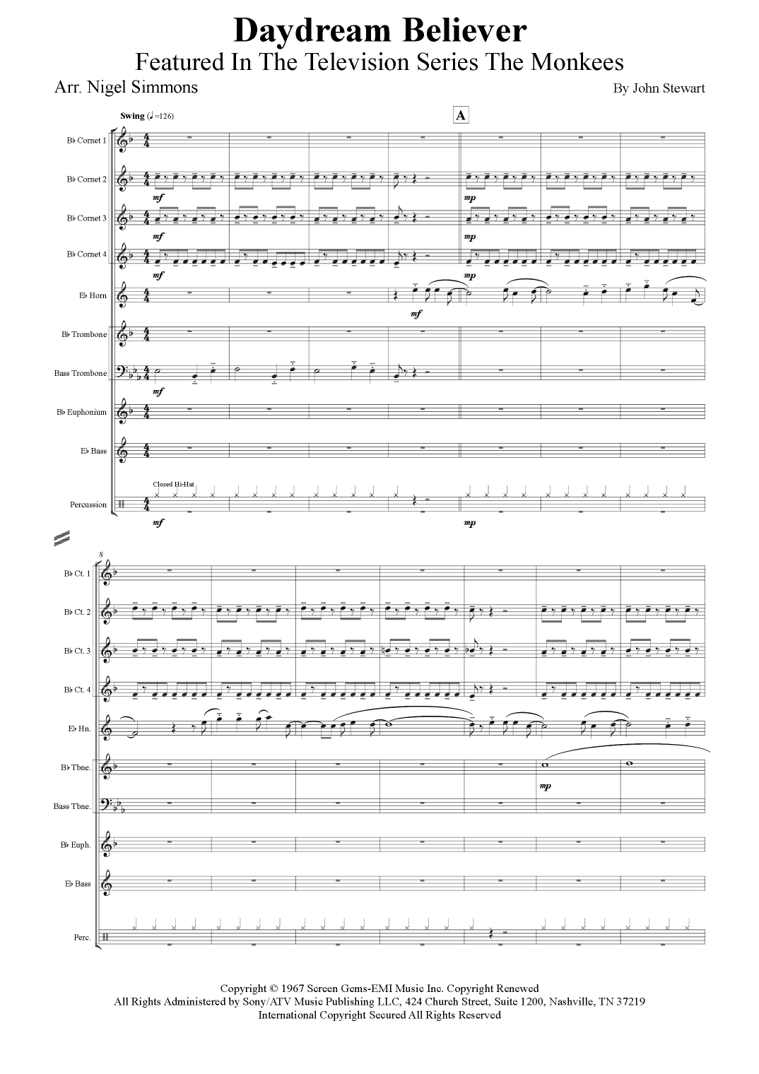 Daydream Believer (arr. Nigel Simmons)