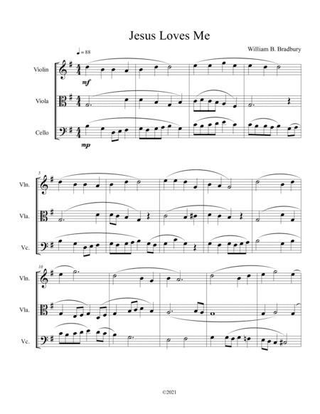 Jesus Loves Me for String Trio (arr. B. C. Dockery)