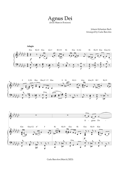 Agnus Dei - Mass B Minor BACH - Eb minor Chords (arr. Cadu Barcelos)