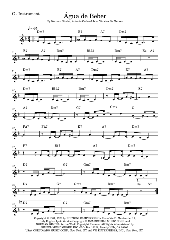 Água De Beber (water To Drink) (arr. Fabio Eduardo de Oliveira)