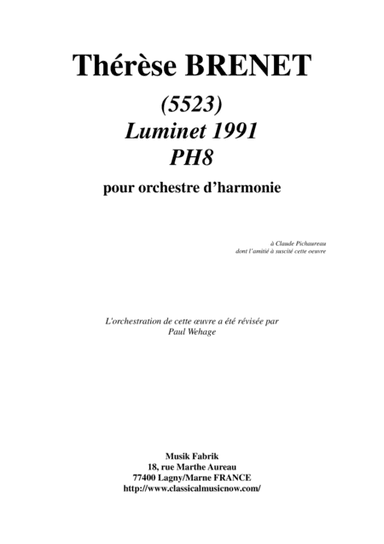 Thérèse Brenet: (5523) Luminet 1991 PH8 for concert band, score