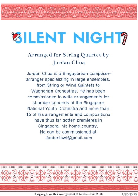 Silent Night for String Quartet (arr. Jordan Chua)