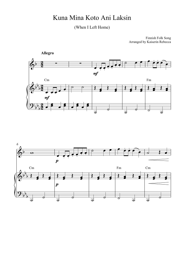 Kuna Mina Koto Ani Laksin (When I Left Home) (arr. Kaiserin Rebecca)