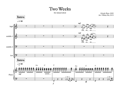 Two Weeks (arr. Tiffany Ha)