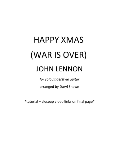 Happy Xmas (war Is Over) (arr. Daryl Shawn)