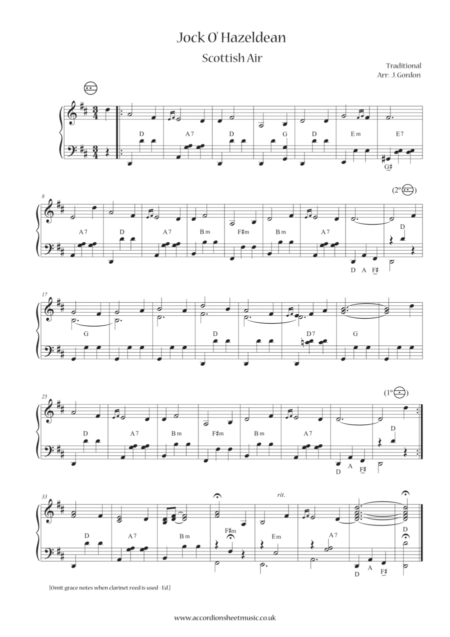 Jock O' Hazeldean (arr. Julia Gordon)