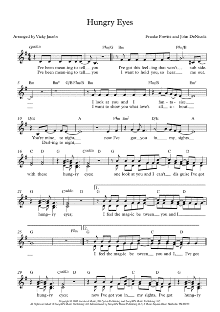 Hungry Eyes (arr. Vicky Jacobs)