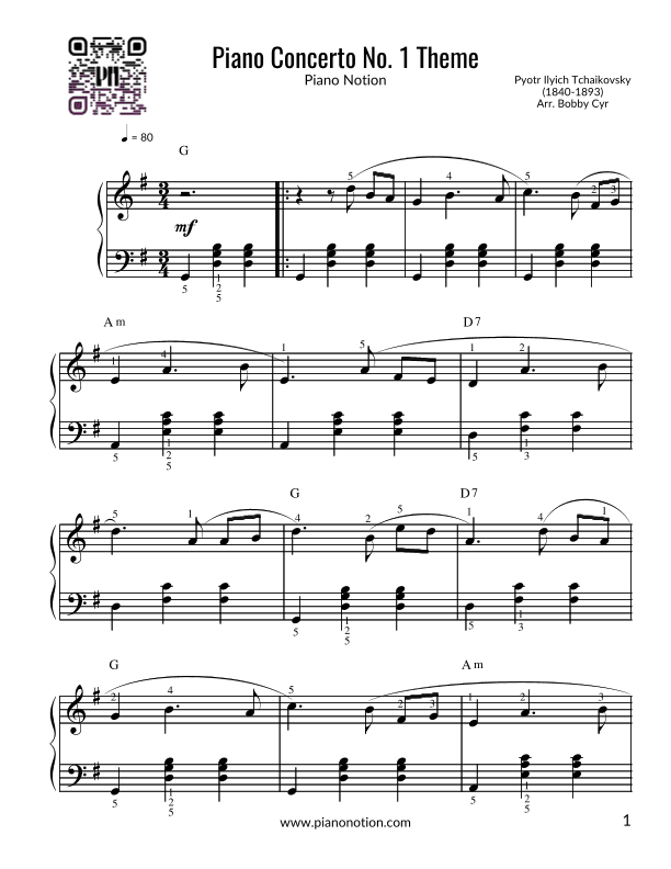 Piano Concerto No. 1 - Tchaikovsky (Easy Piano) (arr. Bobby Cyr)