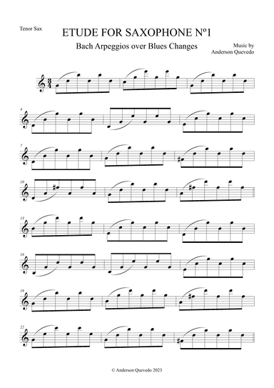 Etude For Saxophone nº1 - Bach Arpeggios Over Blues Changes - Tenor Saxophone