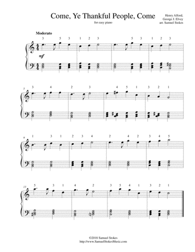 Come, Ye Thankful People, Come - for easy piano (arr. Samuel Stokes)