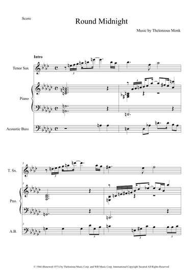 'round Midnight (arr. The Sheet Music Library)