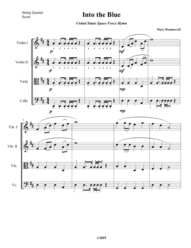 US SPACE FORCE HYMN (Into the Blue) String Quartet