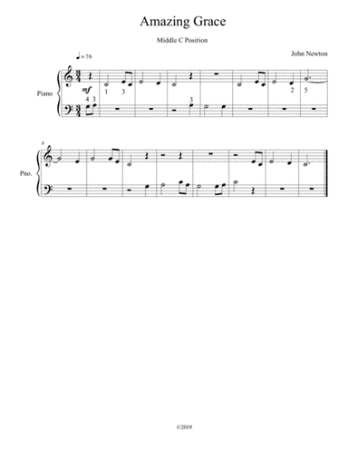 Amazing Grace (Middle C Position) (arr. B C Dockery)