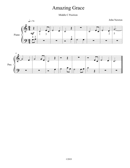 Amazing Grace (Middle C Position) (arr. B C Dockery)