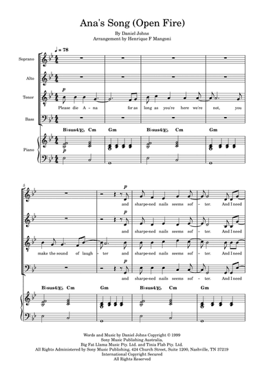Ana's Song (open Fire) (arr. Henrique F Mangoni)