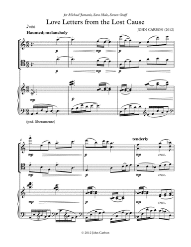 Love Letters from the Lost Cause (score and parts)