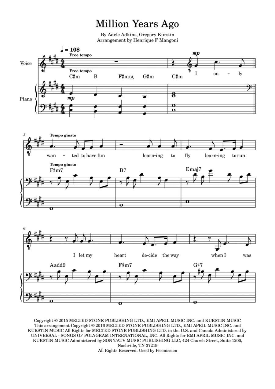 Million Years Ago (arr. Henrique F Mangoni)