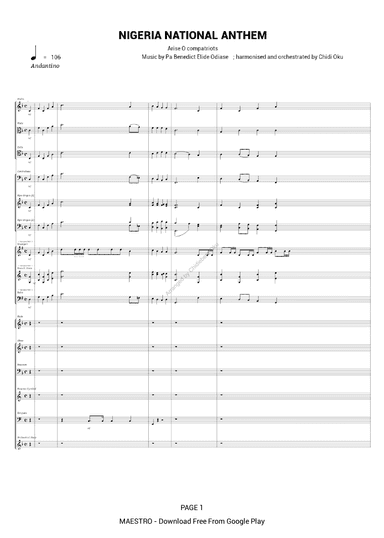 Nigeria National Anthem (arr. Chidiebere Oku)