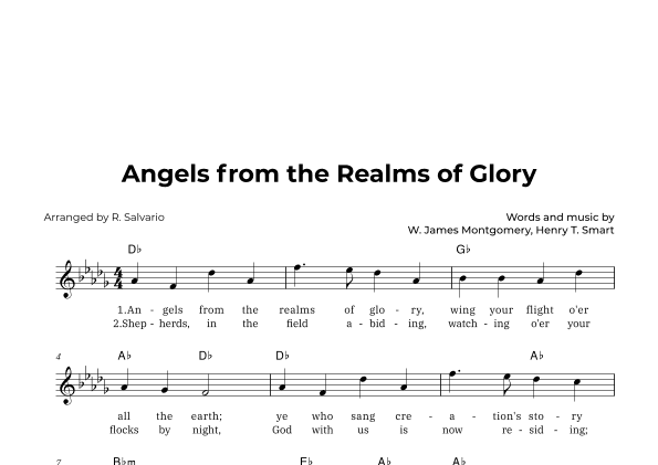 Angels from the Realms of Glory (Key of D-Flat Major) (arr. R. Salvario)