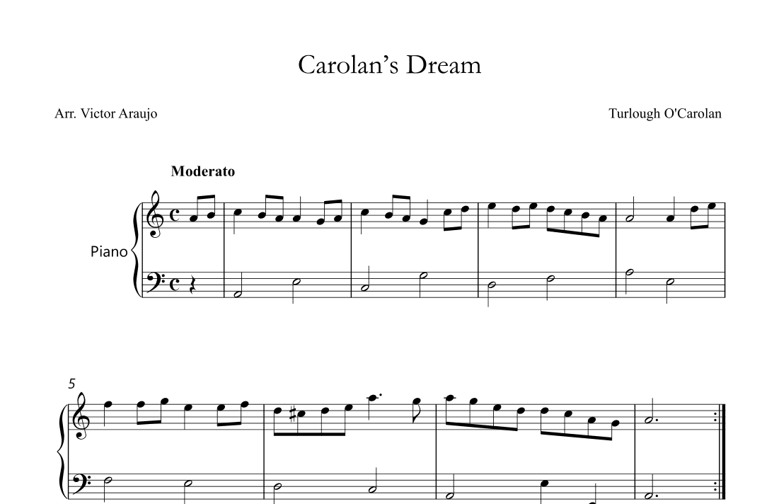 Carolan's Dream - Easy Piano (arr. Arezzo Music)