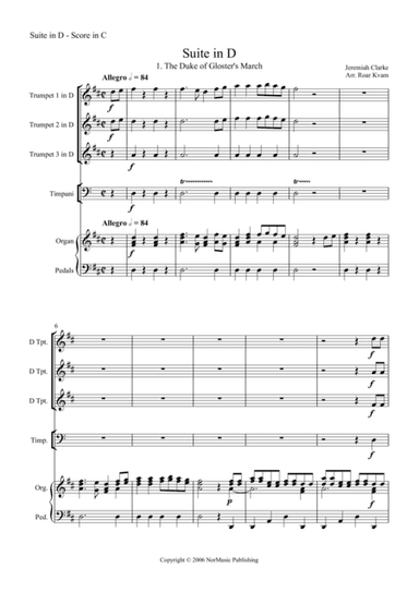 Clarke: Suite in D (Organ, 3 trumpets in D, timpani) (arr. Roar Kvam)