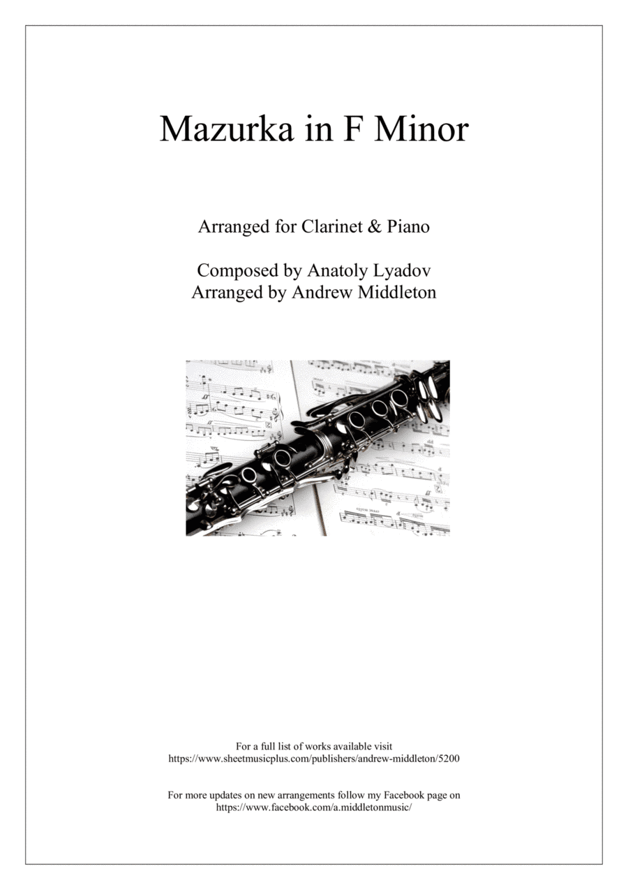 Mazurka in F Minor Op. 57 arranged for Clarinet & Piano (arr. Andrew Middleton)