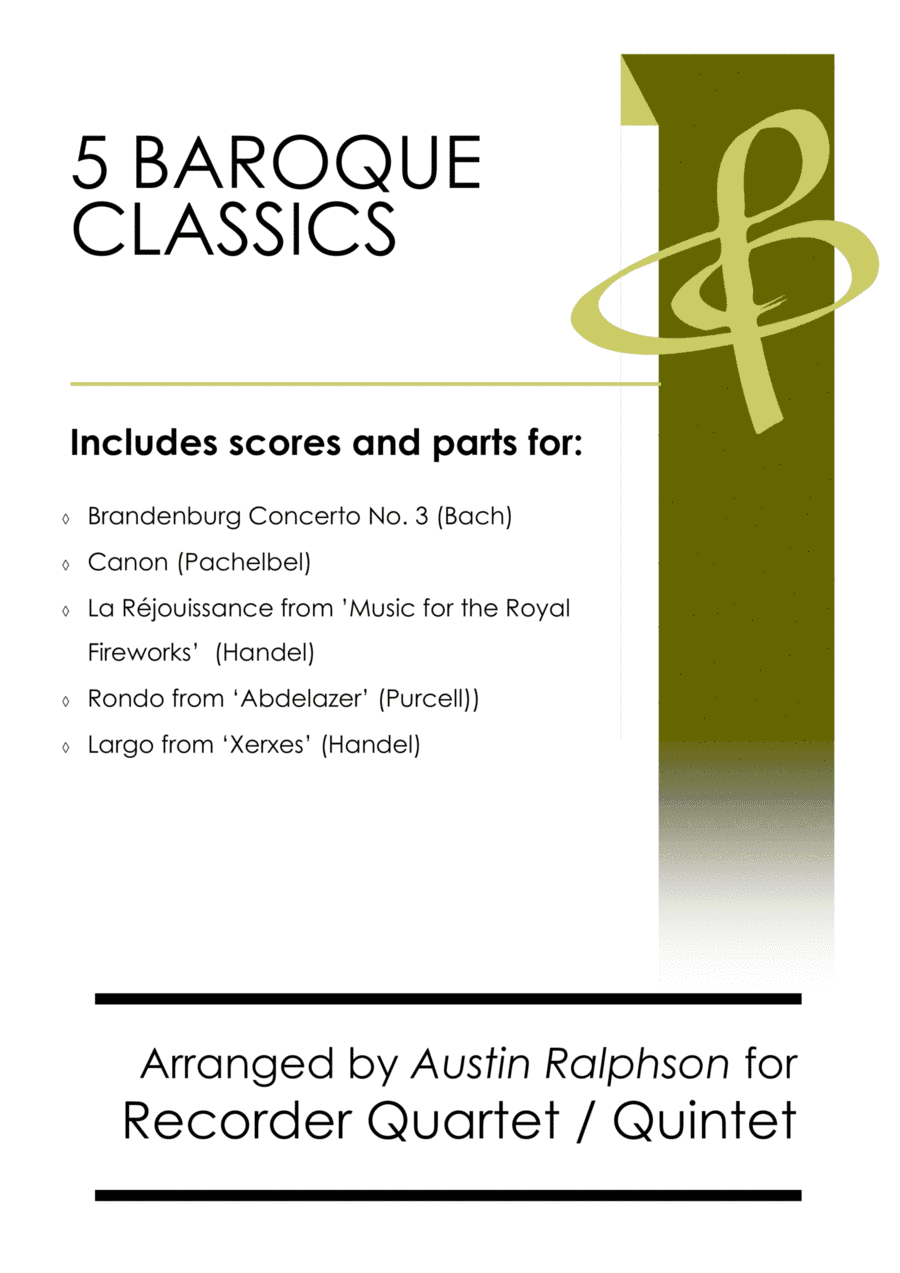 5 Baroque Classics - recorder quintet and quartet bundle / book / pack (arr. Austin Ralphson)