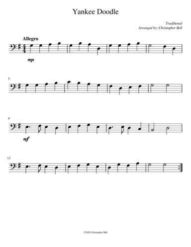 Yankee Doodle - Easy Cello (arr. Christopher Bell)