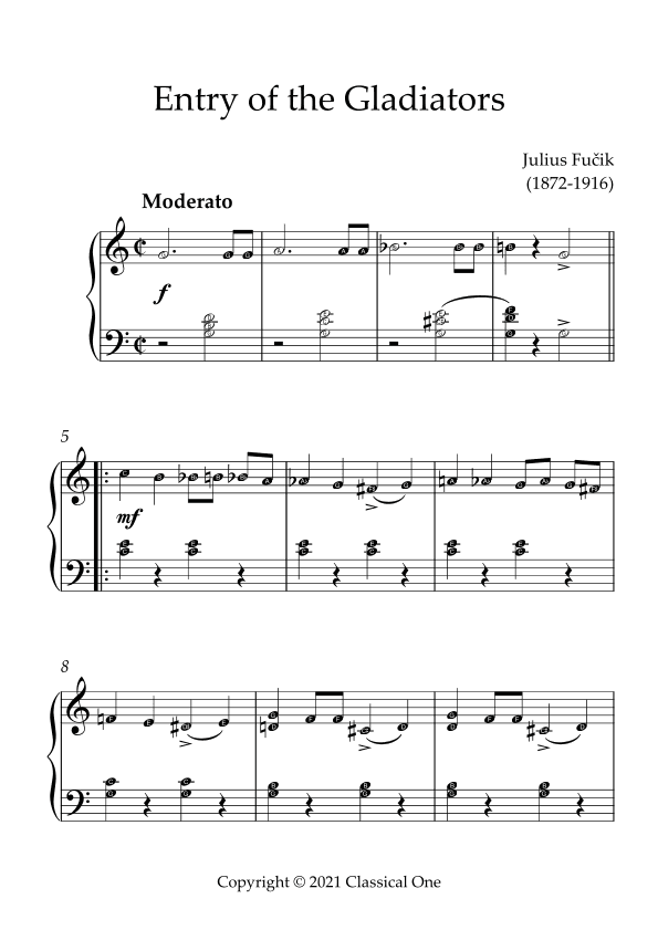 Fucik - Entry of the Gladiators(With Note name) (arr. MPS)