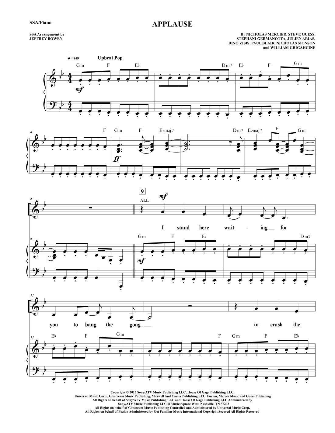 Applause (arr. Jeffrey Bowen)