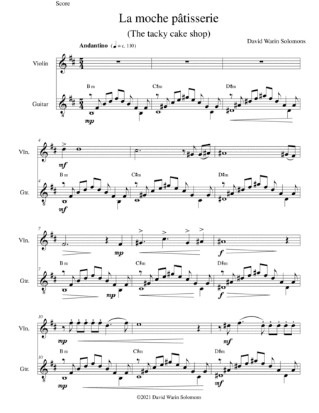 La moche pâtisserie (The tacky cake shop) for violin and guitar