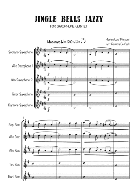 Jingle Bells Jazzy (For saxophone Quintet) (arr. Cadenza)