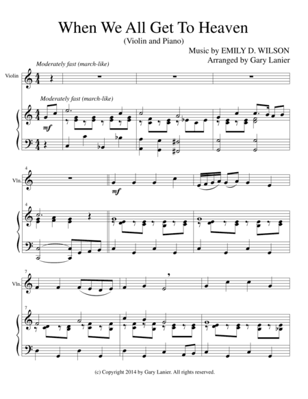 WHEN WE ALL GET TO HEAVEN (Violin Piano and Violin Part) (arr. Gary Lanier)