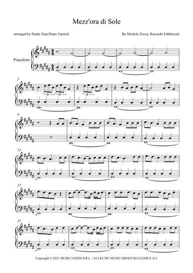 Mezz'ora Di Sole (arr. Panda Trap Piano Tutorial)