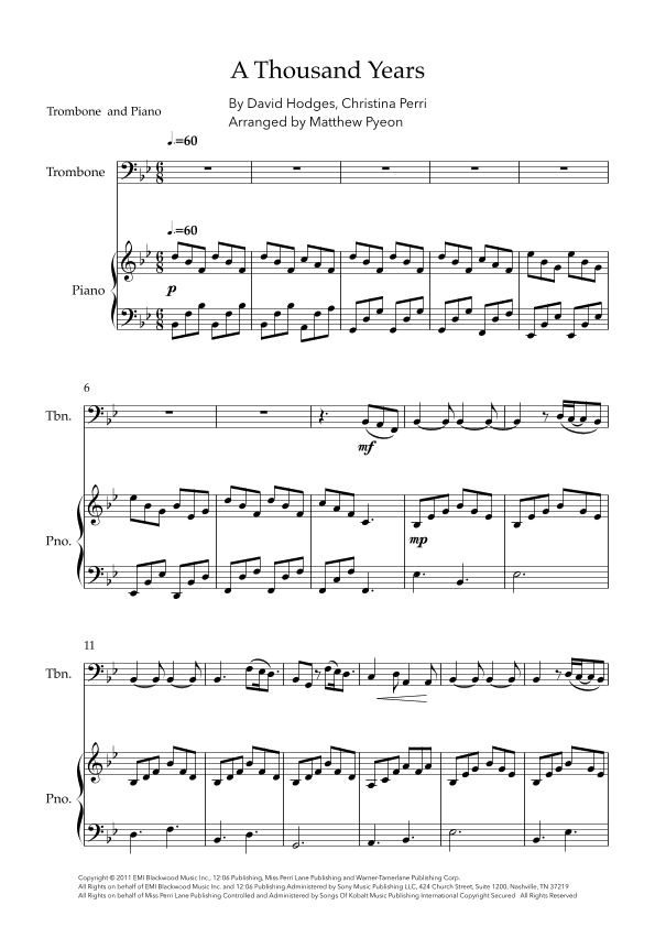 A Thousand Years (arr. Matthew pyeon)