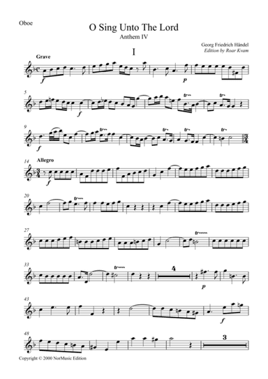 O Sing Unto The Lord, Anthem IV, parts (arr. Roar Kvam)
