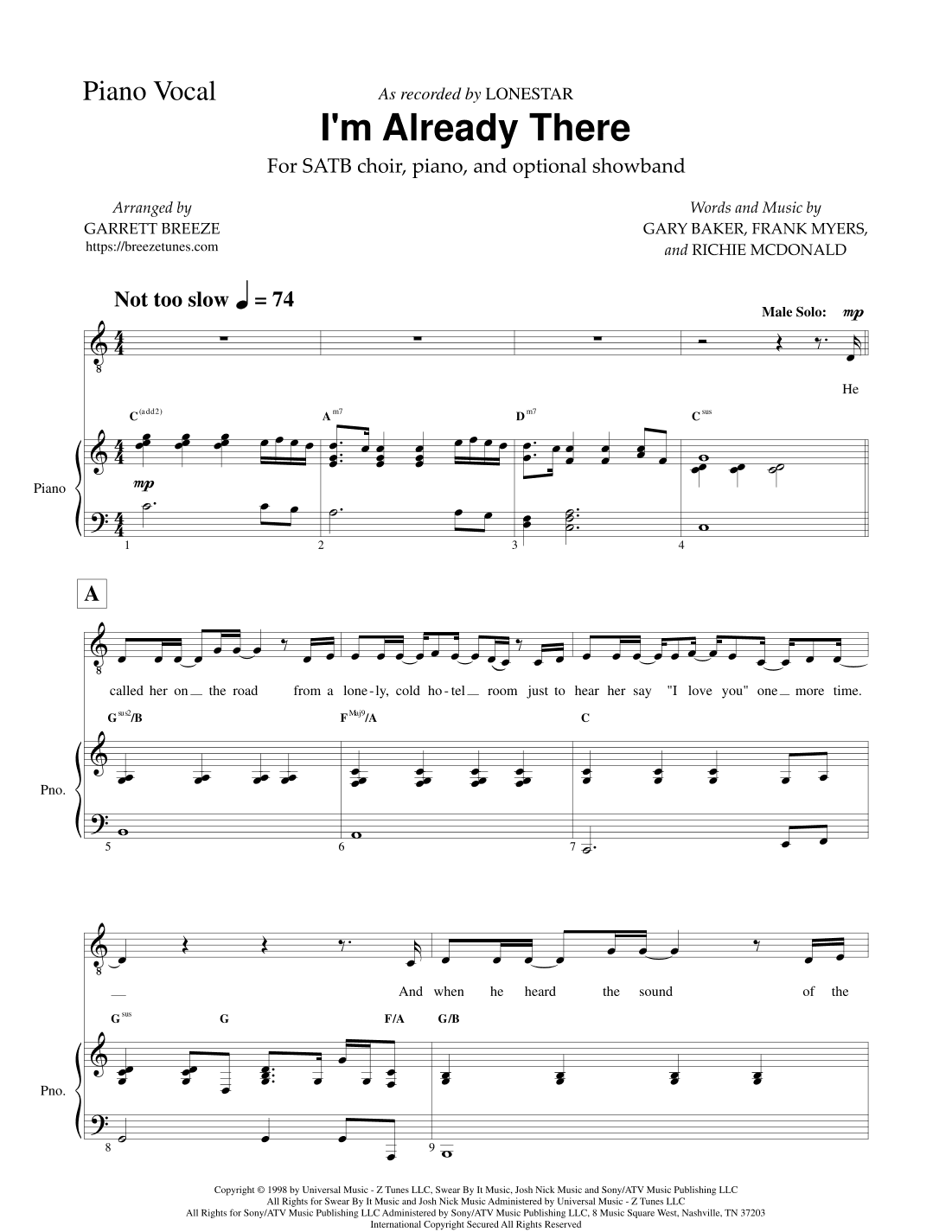 I'm Already There (arr. Garrett Breeze)