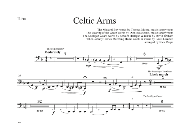 Celtic Arms - Tuba part (arr. Nick Raspa)