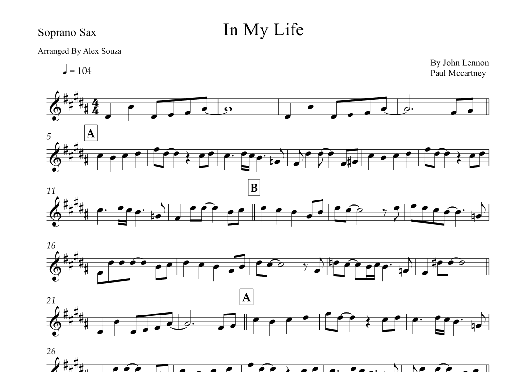 In My Life (arr. Alex Souza)