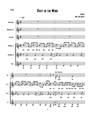 Dust In The Wind (arr. William Brimer/AKA Will Dah Beast)