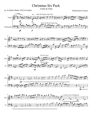 Christmas Six Pack of Carols for Violin & Cello (arr. Robert Shuler)