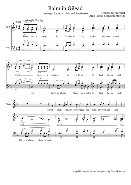 Balm In Gilead - for mixed choir a cappella and female solo (arr. Daniel Kindsvater)