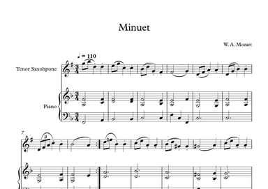 Minuet (In F Major) - Wolfgang Amadeus Mozart (Tenor Sax + Piano) (arr. Digital Book Music)