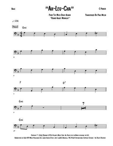 Ah-leu-cha (arr. Accubass)