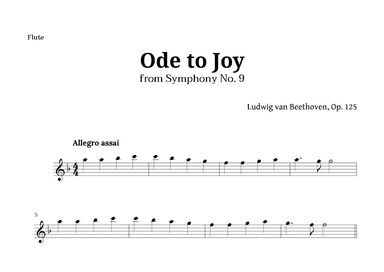 Ode to Joy by Beethoven for Flute (arr. Langanho)