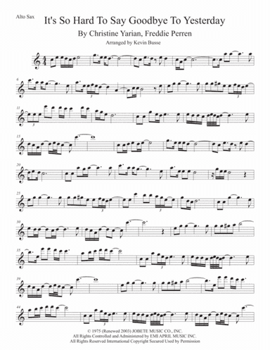 It's So Hard To Say Goodbye To Yesterday (arr. Kevin Busse)