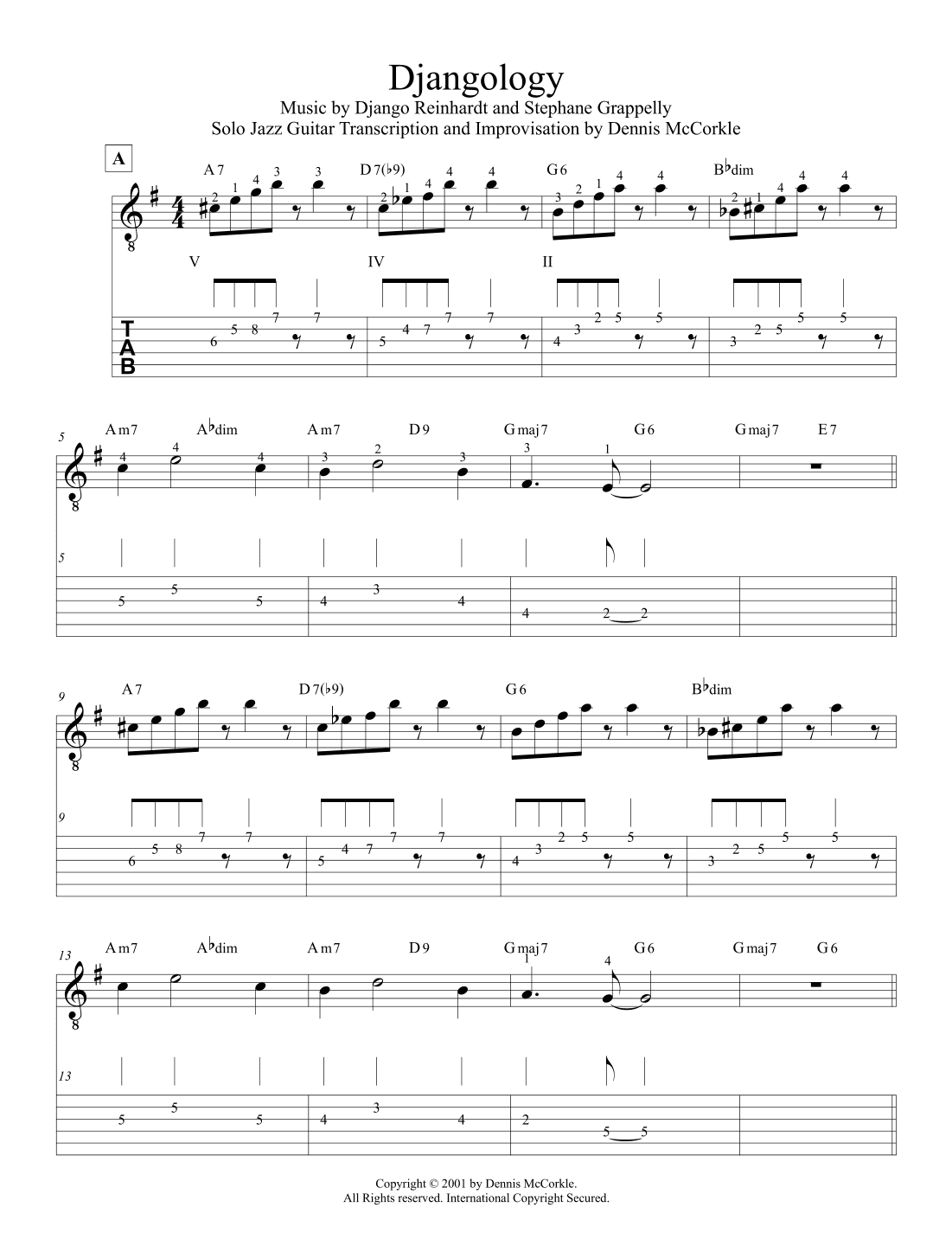 Djangology (arranged for Solo Jazz Guitar, with improvisation) (arr. Dennis McCorkle)