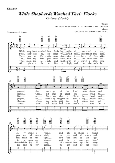 While Shepherds Watched Their Flocks – Christmas [Handel] (for Ukulele with TAB) (arr. Michael Thomas Andrews)