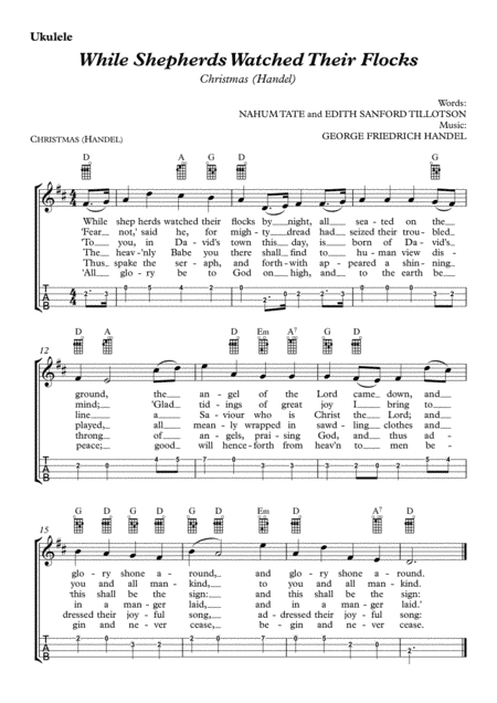 While Shepherds Watched Their Flocks – Christmas [Handel] (for Ukulele with TAB) (arr. Michael Thomas Andrews)
