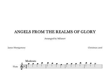 Angels from the realms of glory in F Flute Easy Christmas carol (arr. Milanov)